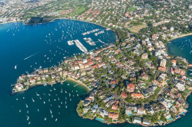 Aerial view of Point Piper suburb of Sydney with residential houses  clipart