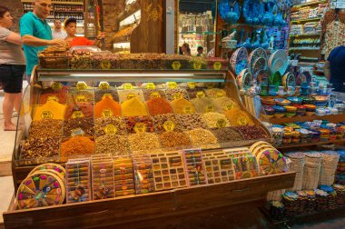 Souvenir stall with herbal tea assortment in Grand Bazaar, Istan