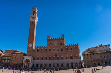 Piazza del Campo in Siena. Medieval bricked square with elegant 