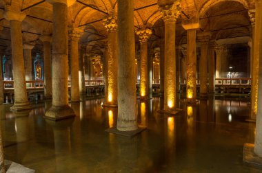 Interior of Basilica Cistern historic landmark in Istanbul