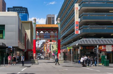 Decorated gate in Chinatown neighbourhood in Melbourne, Australi