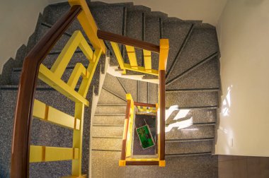 Spiral staircase in a building. Interior design