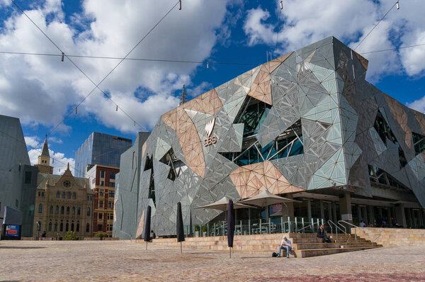 Melbourne tourist landmark and attraction FEderation square on s