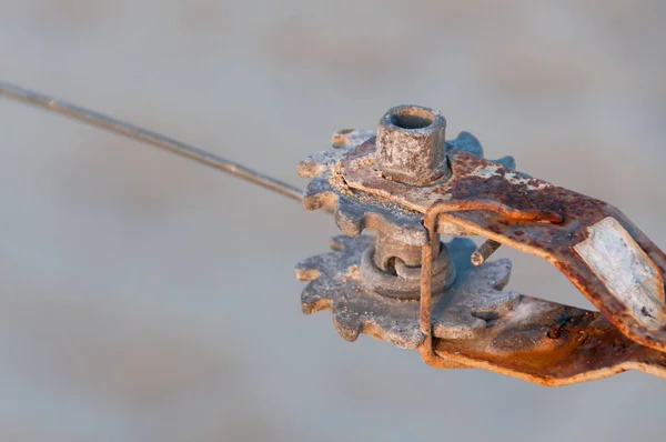 Close up of rusty metal reel gear