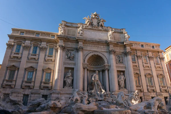 Fountain Trevi with famous sculptures with Palazzo Poli on the b Stock Photo