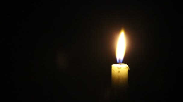 Flickering Candle Dark Room — Stock Video