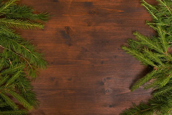 Melez (bitki) ve çam dalları ile kırsal kış arka plan 