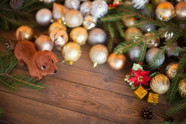 2018 año del perro, decoraciones de Navidad — Foto de Stock