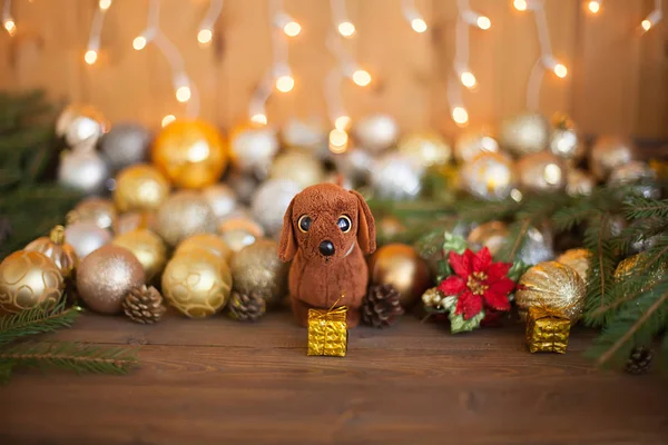 2018 año del perro, decoraciones de Navidad — Foto de Stock