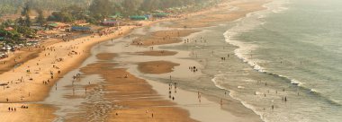 Güzel Arambol plaj manzarası, Hindistan 'da Goa eyaleti. Arambol Dağı 'ndan Görünüm