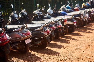 Arambol, Goa, Hindistan - 14 Aralık 2019: Hindistan 'da bisiklet parkı