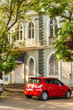 Panaji, Goa, Hindistan - 15 Aralık 2019: Goa Panaji eyalet başkentinin sokakları. 