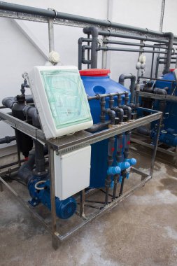 Serada otomatik sulama sistemi var. Büyük cam sera. Sera koşullarında sebze yetiştirmek