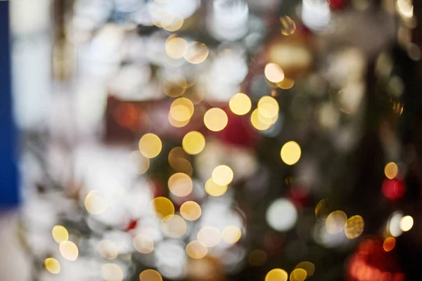 Padrão de fundo festivo desfocado. Bokeh árvore de Natal — Fotografia de Stock