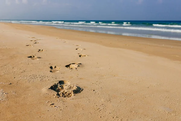 Empty tropical beach background, waves on the sea, blue sky — 스톡 사진