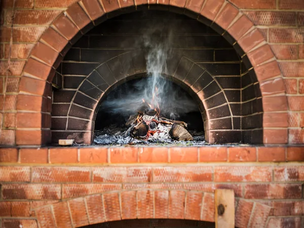 Beautiful View Scene Objects Beautiful View Large Brick Stove Which — Stock Photo, Image