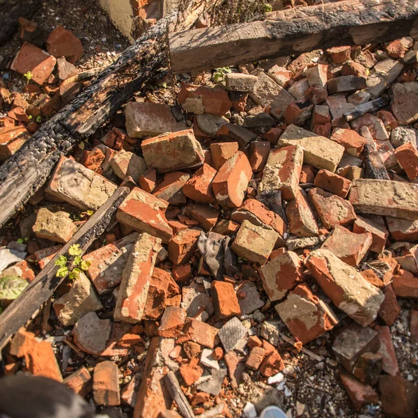 Een Prachtig Uitzicht Plaats Bouw Afval Afval Van Hout Steen — Stockfoto