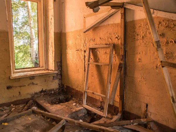 Bonita Vista Ruina Listo Para Sitio Demolición Estructura Interior Casa — Foto de Stock