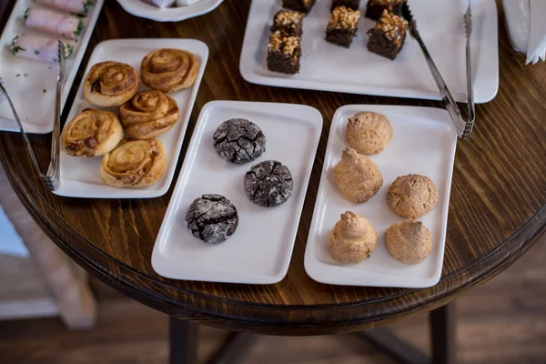 Splendidi Piatti Leccarsi Baffi Colazione Buffet Con Dolci Dolci Tartine — Foto Stock