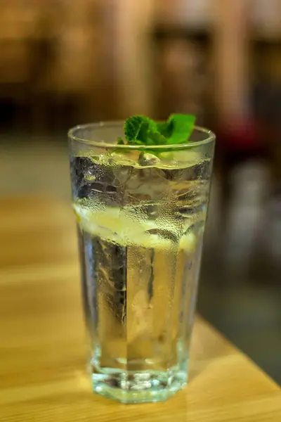 Beautiful Chilled Alcoholic Non Alcoholic Cocktail Mojito Mint Ice Cubes — Stock Photo, Image