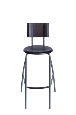 Güzel metal ve plastik klasik bar taburesi, minimalist ve geometrik tarzda beyaz izole bir arka planda koltuk.