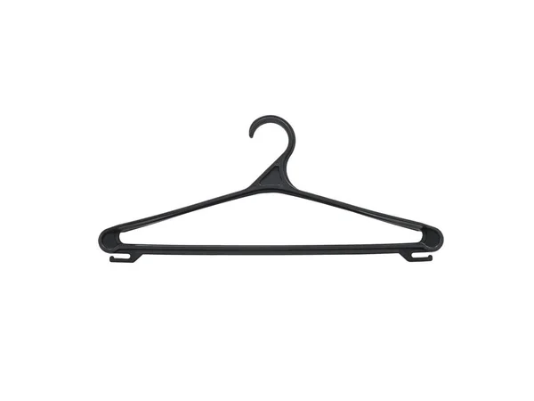 Beautiful Black Plastic Clothes Hanger Coat Hanger White Insulating Background — Stock Photo, Image