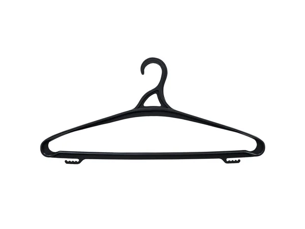 Beautiful Black Plastic Clothes Hanger Coat Hanger White Insulating Background — Stock Photo, Image