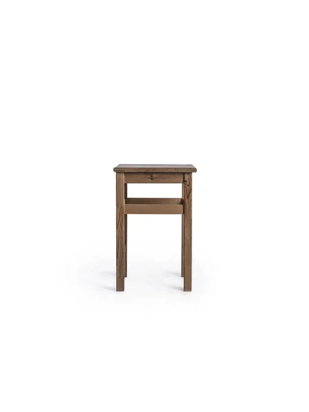 Beau Tabouret Simple Classique Bois Assise Sur Fond Blanc Isolé — Photo