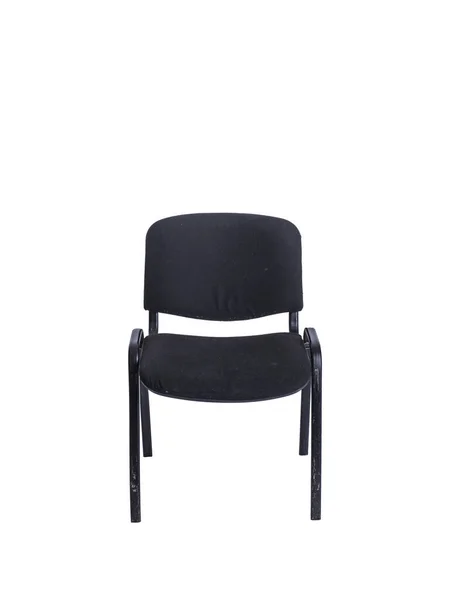 Bonito Escritório Simples Clássico Cadeira Metal Preto Assento Fundo Isolado — Fotografia de Stock