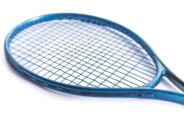 Tenisz Ütő Tenisz Felső Széles Ütközési Rész Összefonódó Húrok Fehér — Stock Fotó