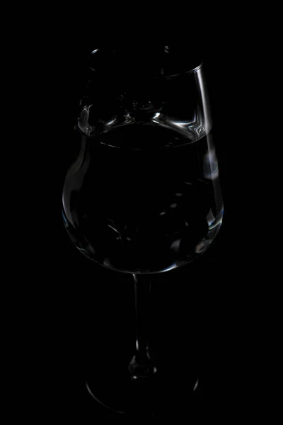 Prachtige Contour Van Een Glas Wijn Champagneglas Een Zwarte Achtergrond — Stockfoto