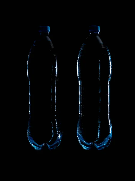 Belo Contorno Azul Duas Grandes Garrafas Plástico Para Água Potável — Fotografia de Stock