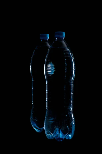 Belo Contorno Azul Duas Grandes Garrafas Plástico Para Água Potável — Fotografia de Stock