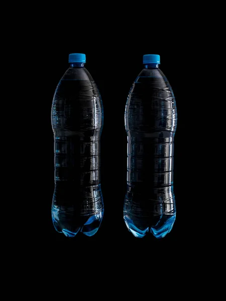 Beautiful Blue Outline Two Large Plastic Bottles Clean Drinking Water — Stock Photo, Image