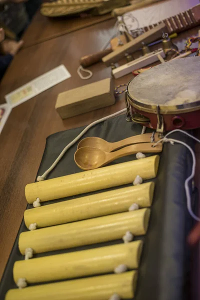 Novosibirsk Russia May 2019 Beautiful View Vintage National Musical Instruments — Stock Photo, Image