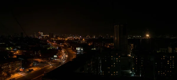 Novosibirsk Rusia Diciembre 2019 Bonita Vista Panorama Gran Ciudad Nocturna —  Fotos de Stock