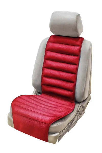 Mooi Helder Een Rood Autostoeltje Een Witte Isolatie Achtergrond — Stockfoto