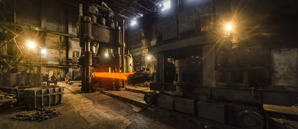 Industrial Landscape Plant Workshop Smelting Smelting Hardening Rolling Metal Long — Stock Photo, Image