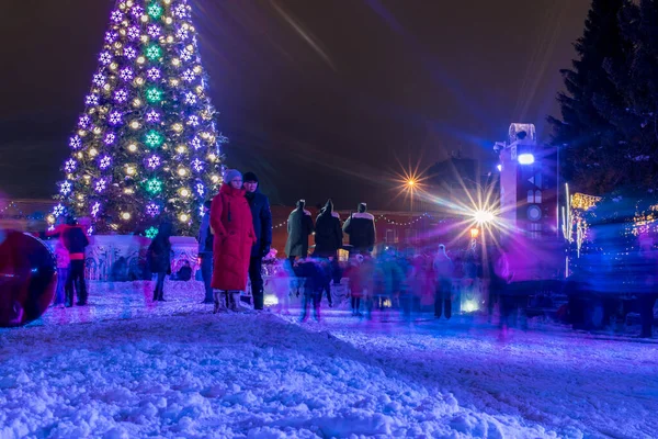 Новосибирск Россия Января 2020 Года Красивый Вид Панорама Катка Города — стоковое фото