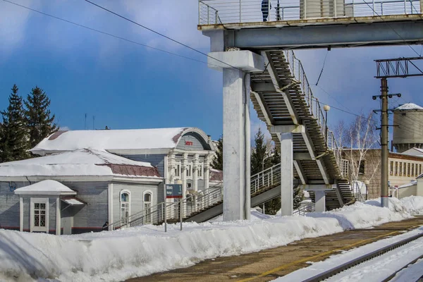 Moscow Russia March 2018 Beautiful View Old Railway Station Platform — Stock Photo, Image