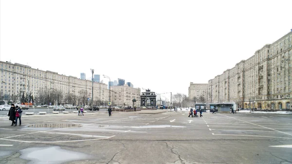 Belo Amplo Panorama Com Perspectiva Arco Triunfal Moscou — Fotografia de Stock