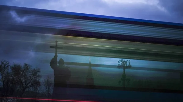 Gyönyörű Panoráma Városra Moszkva Fővárosára Szobor Szobor Szobor Egy Híres — Stock Fotó