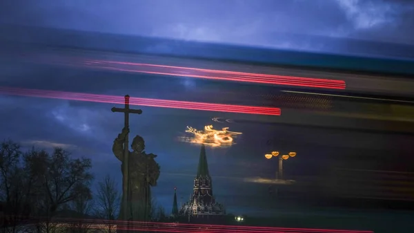 Beautiful Panorama City Capital Moscow View Urban Landscape Statue Sculpture — Stock Photo, Image