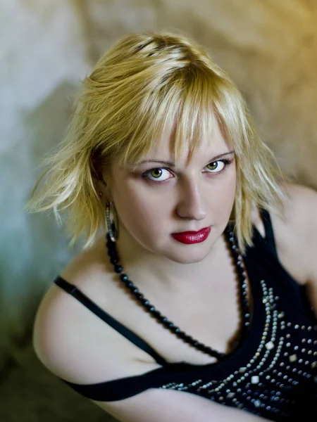 Conceptual Portrait Modern Young Seductive Emotional Beautiful Blonde Girl Woman — Stock Photo, Image