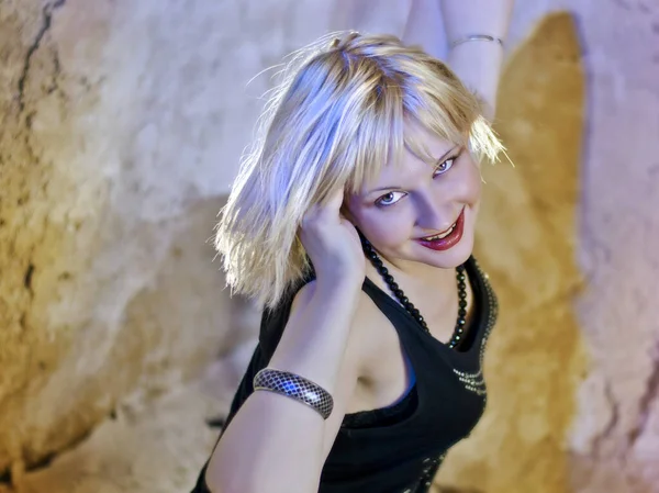 Conceptual Portrait Modern Young Seductive Emotional Beautiful Blonde Girl Woman — Stock Photo, Image