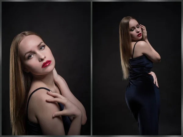 Collage Ilustración Una Joven Moda Seductora Emocional Hermosa Una Mujer —  Fotos de Stock