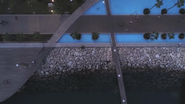 Passeio Marítimo Moderno Noite Limassol Chipre Imagens Aéreas Vista Superior — Vídeo de Stock