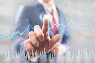 Business Financial Trading Investment konsept grafik sanal ekran çift pozlama.