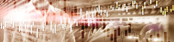 Website Economic Banner. Graf finančního akciového trhu. — Stock fotografie