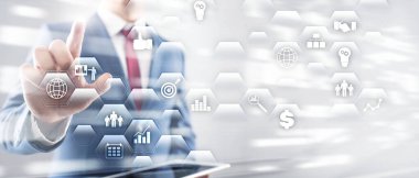 İş arka plan siluet cityscape şehir soyut arka plan yatırım ticaret konsepti.